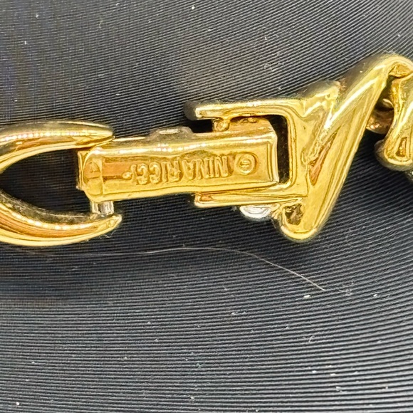 Nina Ricci Gold and Silver X-Pattern Necklace - Picture 3 of 4